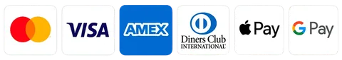 Visa, Mastercard, American Express, Discover and digital wallets accepted at the seller's checkout
